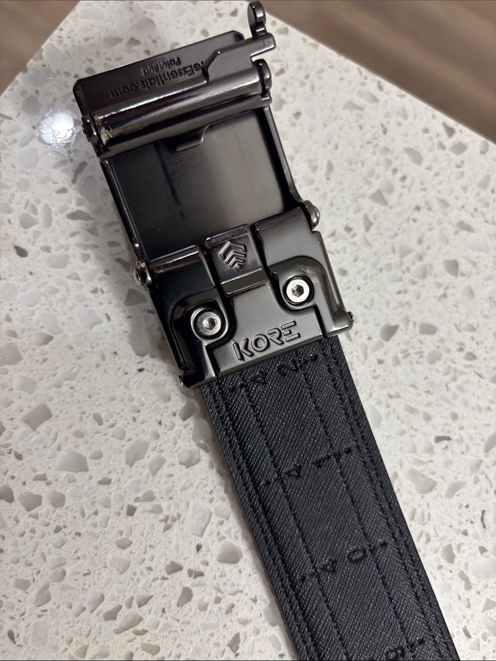 Tan Canvas Belt with Polished Gunmetal Buckle - Picture 4 of 6